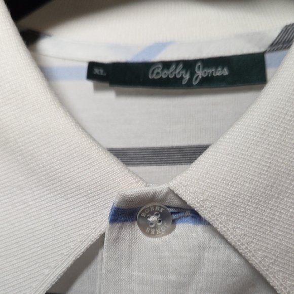 Bobby Jones Men's Polo with Blue and White Stripes - Picture 4 of 7